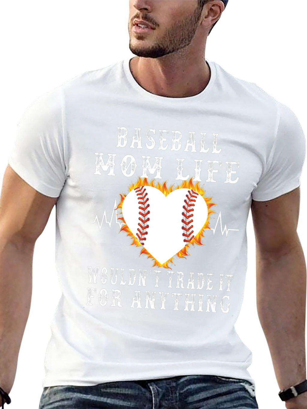 Baseball Mom Life Heart Graphic T-Shirt