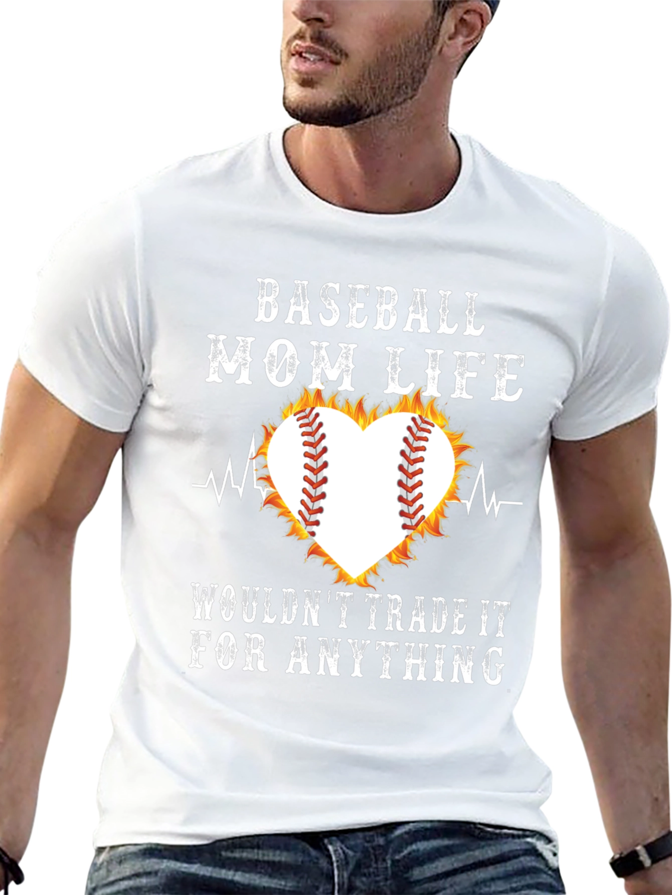 Baseball Mom Life Heart Graphic T-Shirt