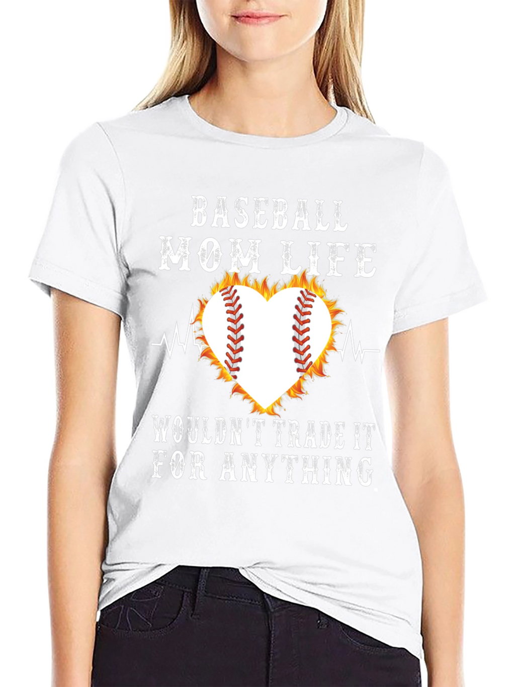 Baseball Mom Life Heart Graphic T-Shirt