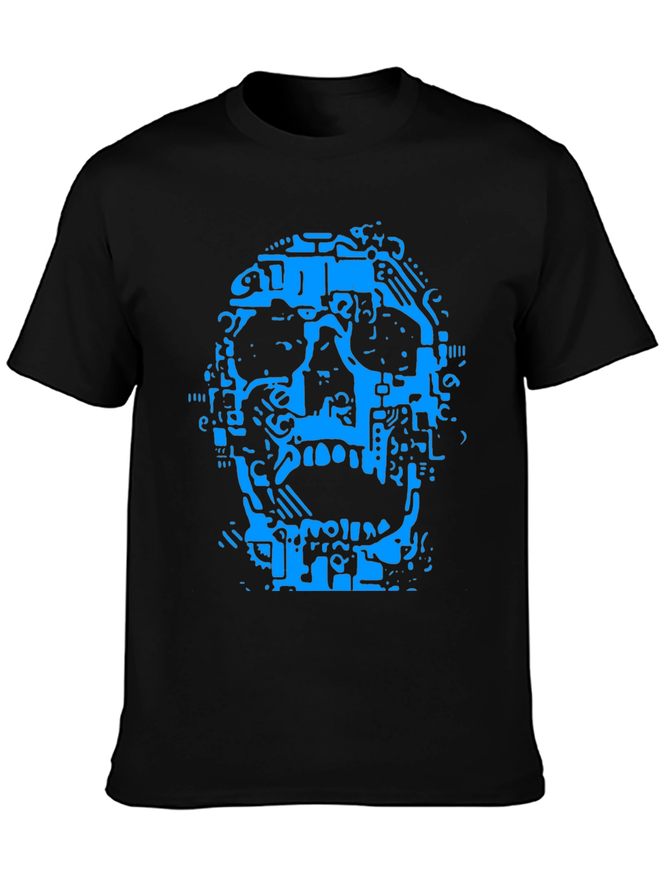 Abstract Skull Graphic T-Shirt - Black