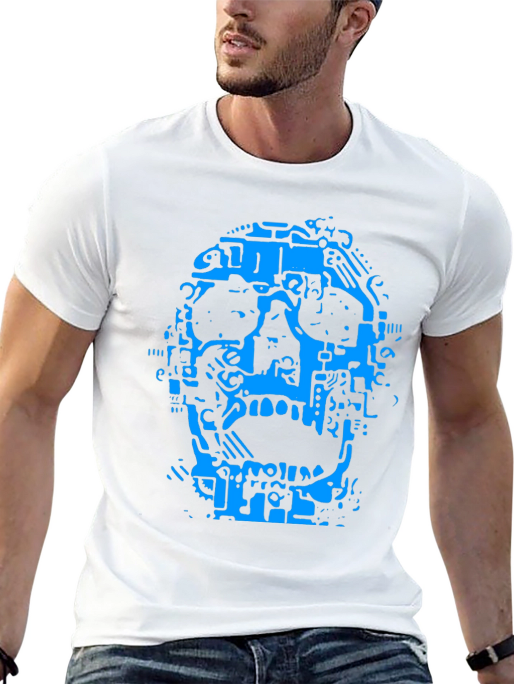 Abstract Skull Graphic T-Shirt - Black