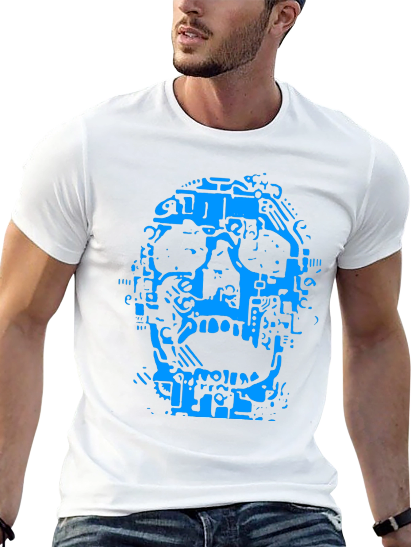 Abstract Skull Graphic T-Shirt - Black