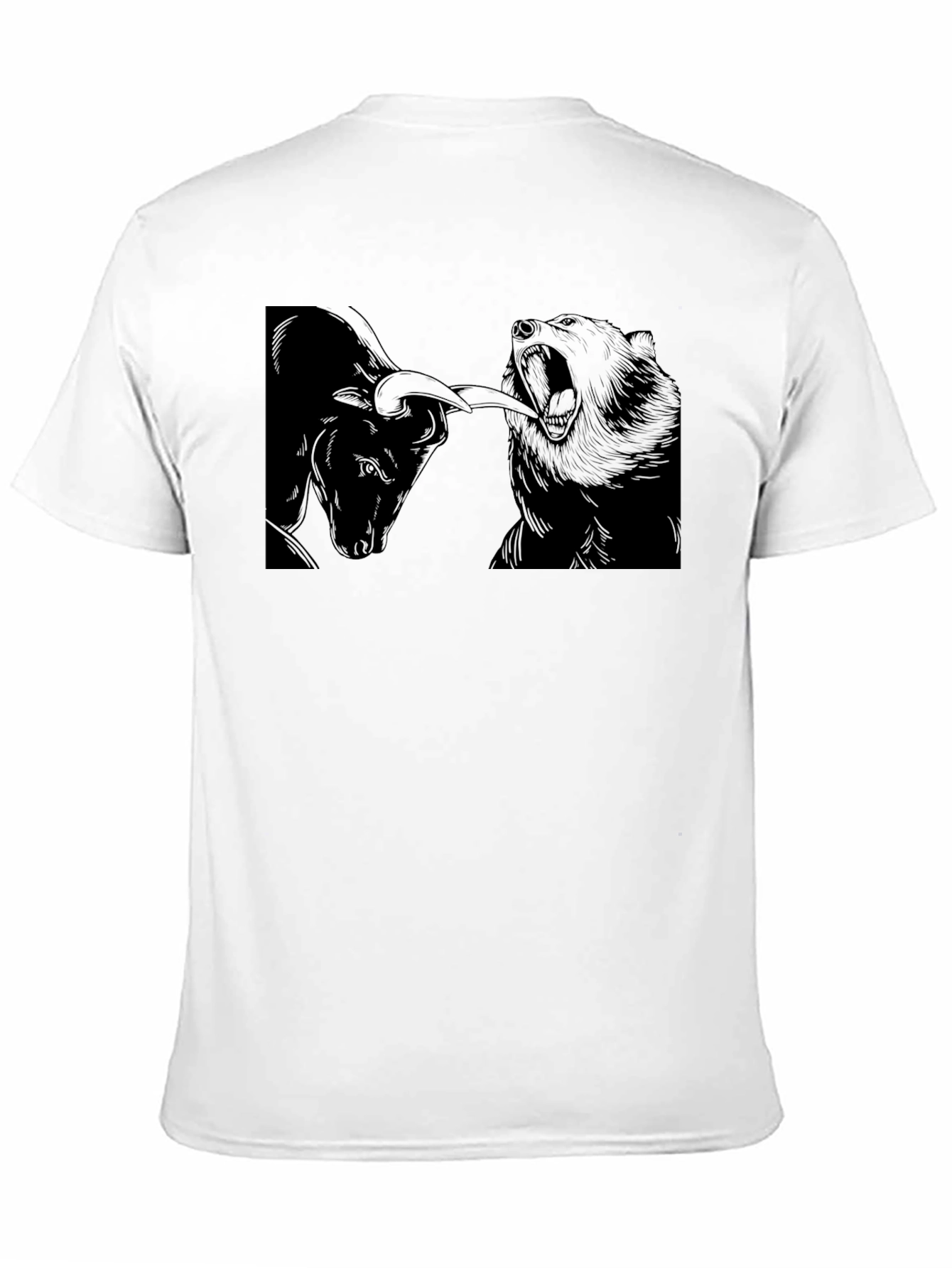 Bull vs Bear Black Graphic Tee - Stock Market Design