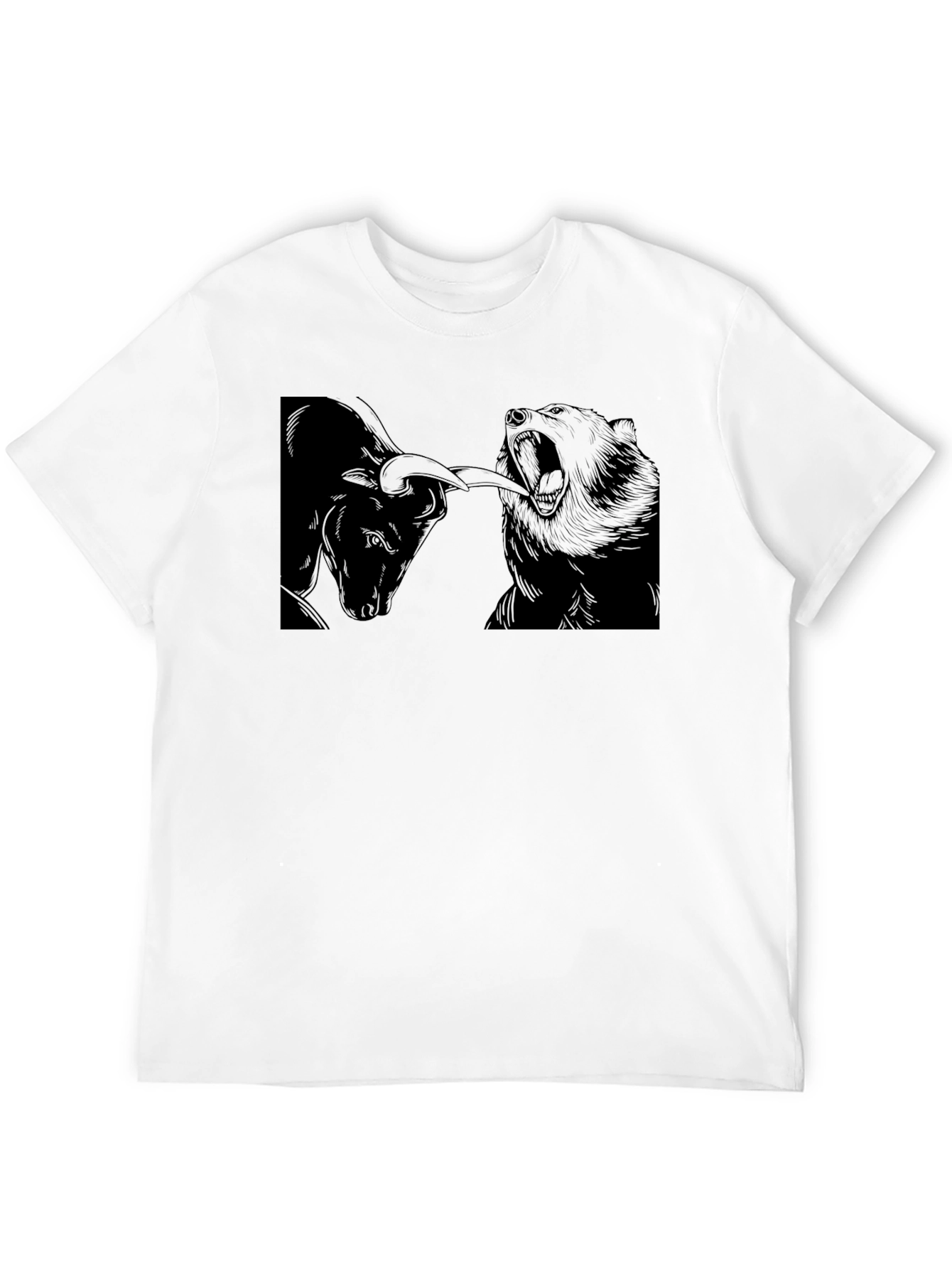 Bull vs Bear Black Graphic Tee - Stock Market Design