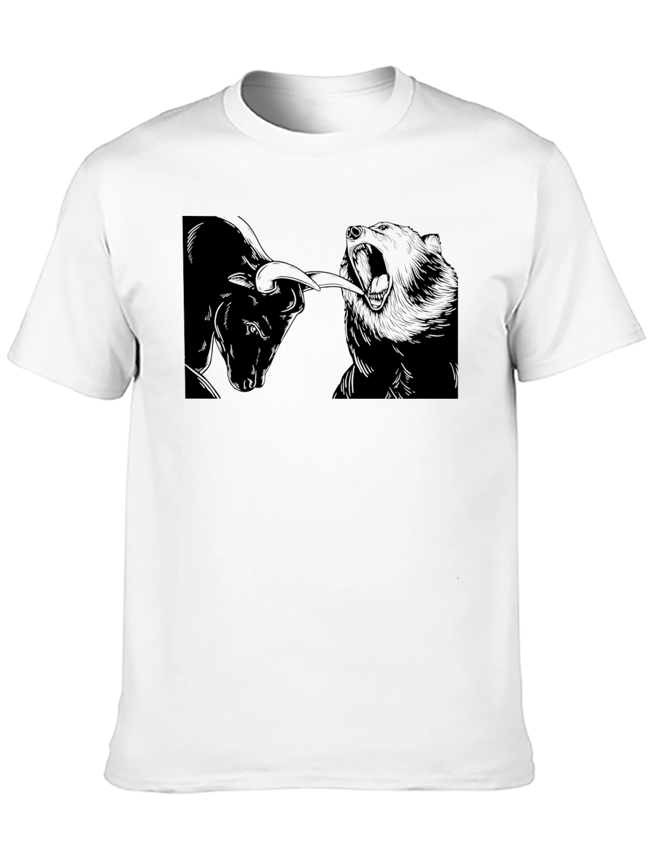 Bull vs Bear Black Graphic Tee - Stock Market Design