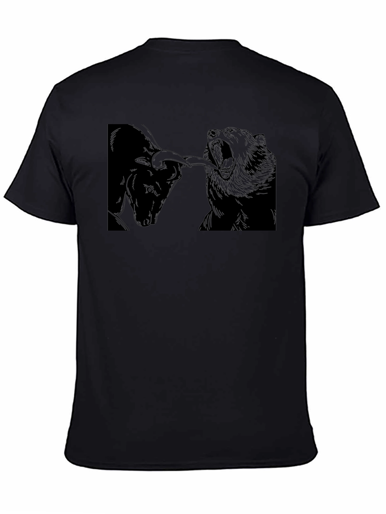 Bull vs Bear Black Graphic Tee - Stock Market Design