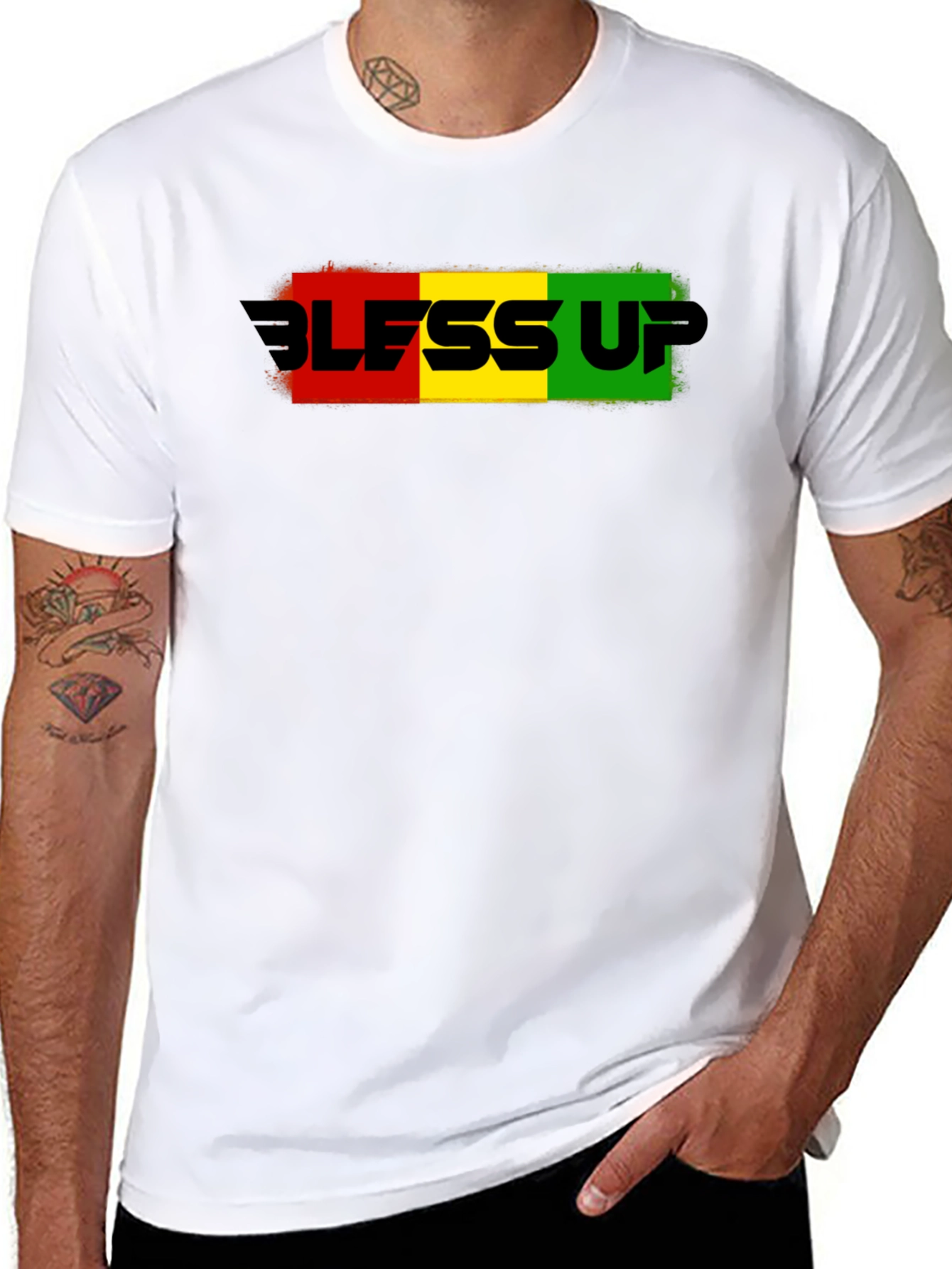 Bless Up Graphic T-Shirt - Rasta Colors