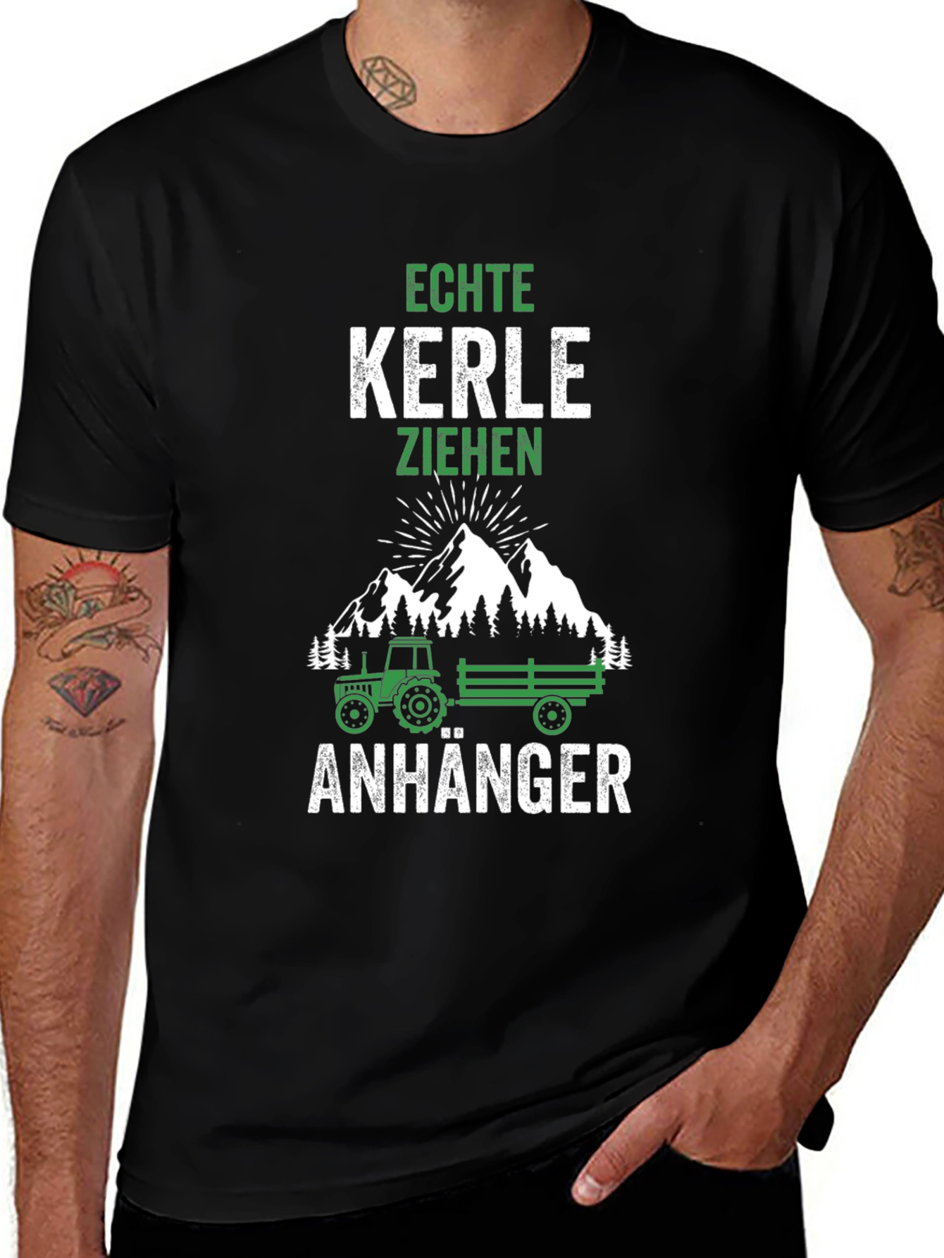 Echte Kerle Ziehen Anhänger Mens Black T-Shirt