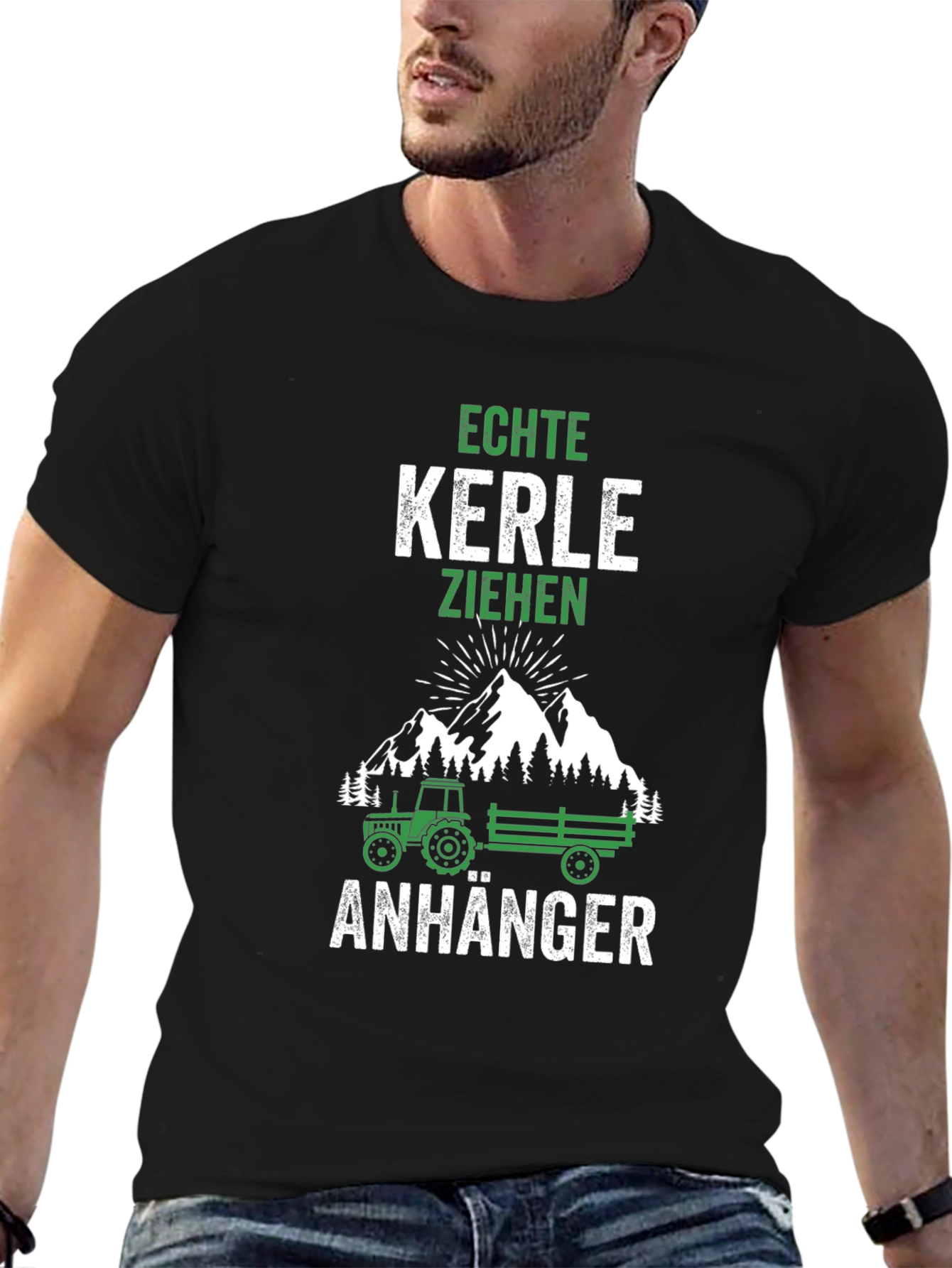 Echte Kerle Ziehen Anhänger Mens Black T-Shirt