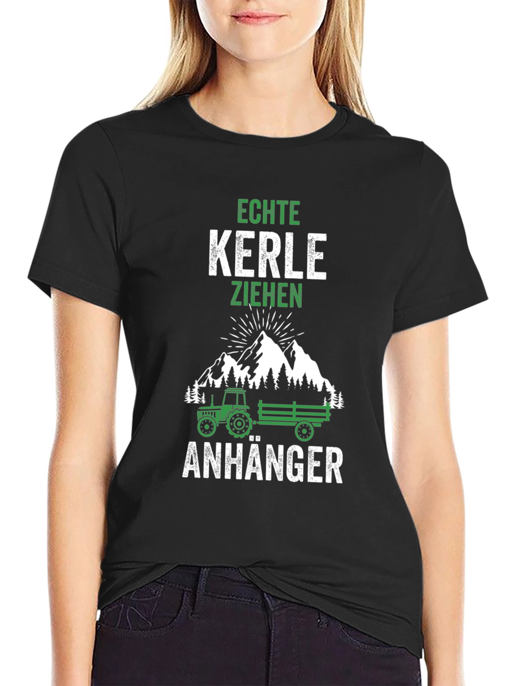 Echte Kerle Ziehen Anhänger Mens Black T-Shirt