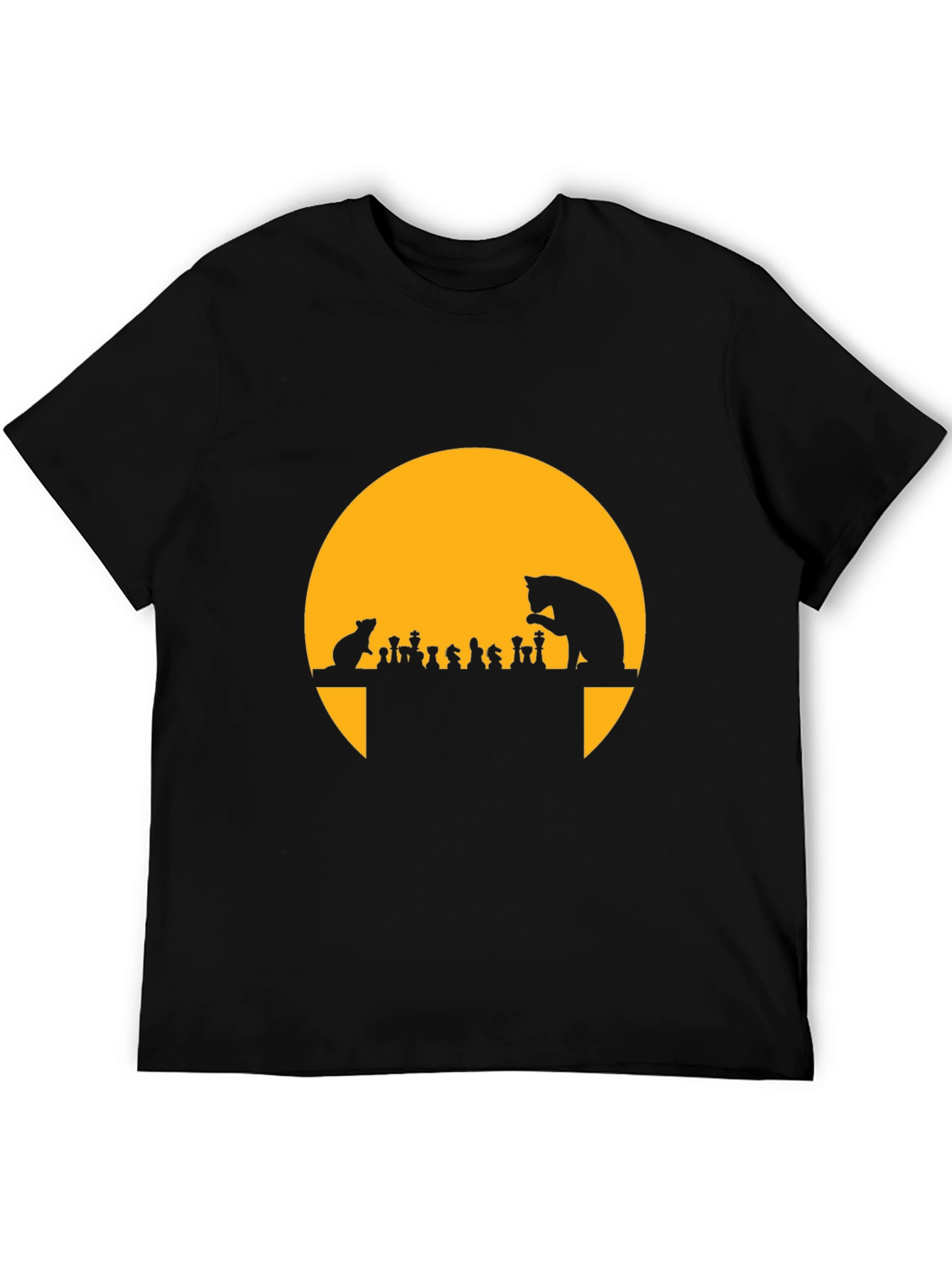 Cat & Mouse Chess T-Shirt - Funny Silhouette Tee
