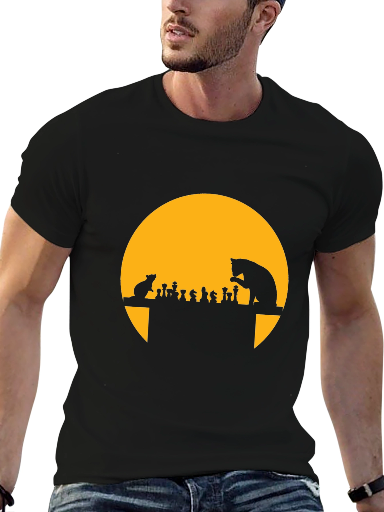 Cat & Mouse Chess T-Shirt - Funny Silhouette Tee