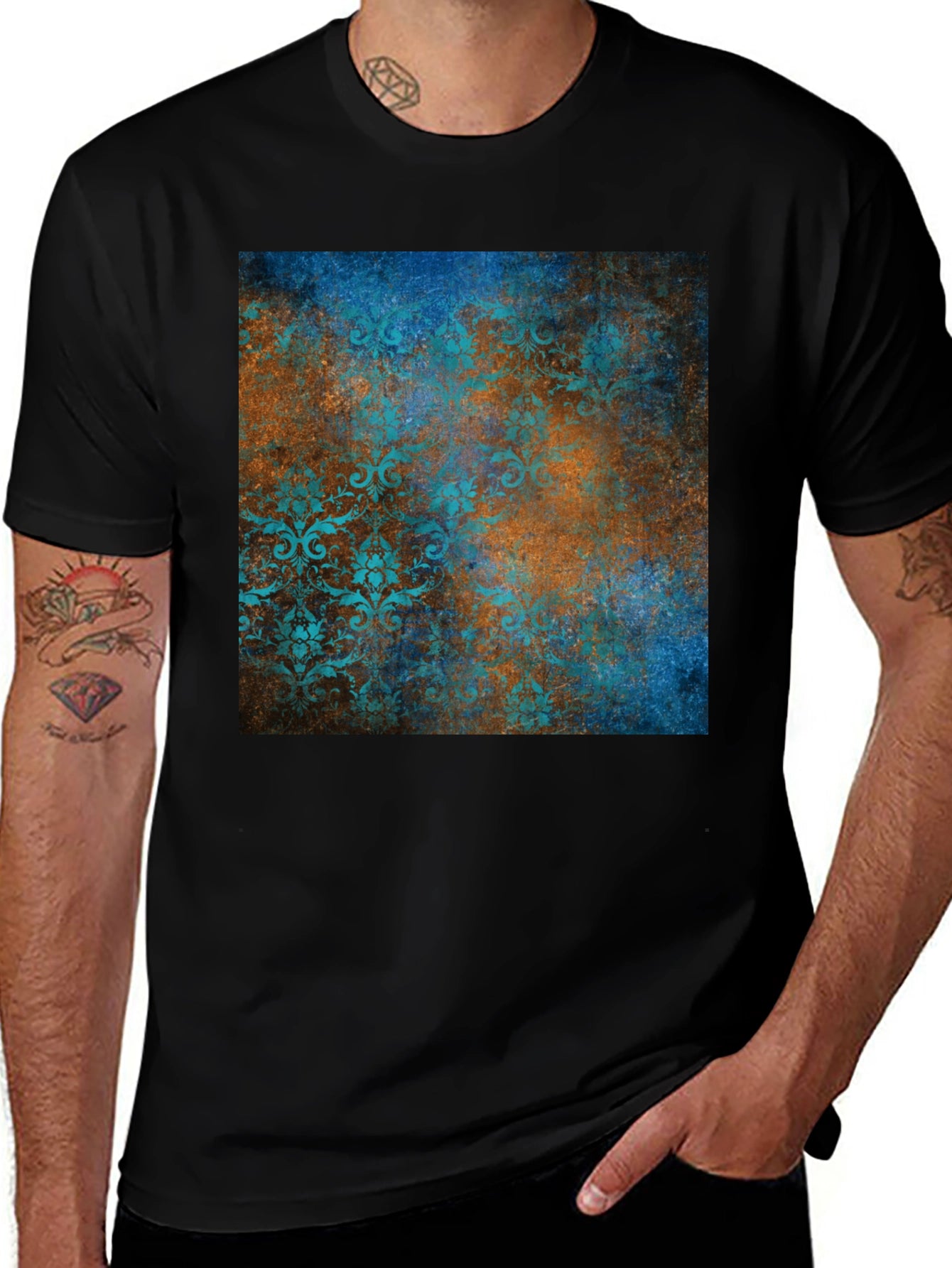 Vintage Patterned Graphic Tee - Modern Style