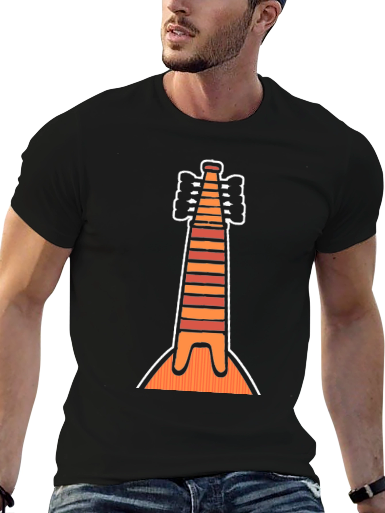Striped Instrument Graphic Tee - Unique Musical Shirt