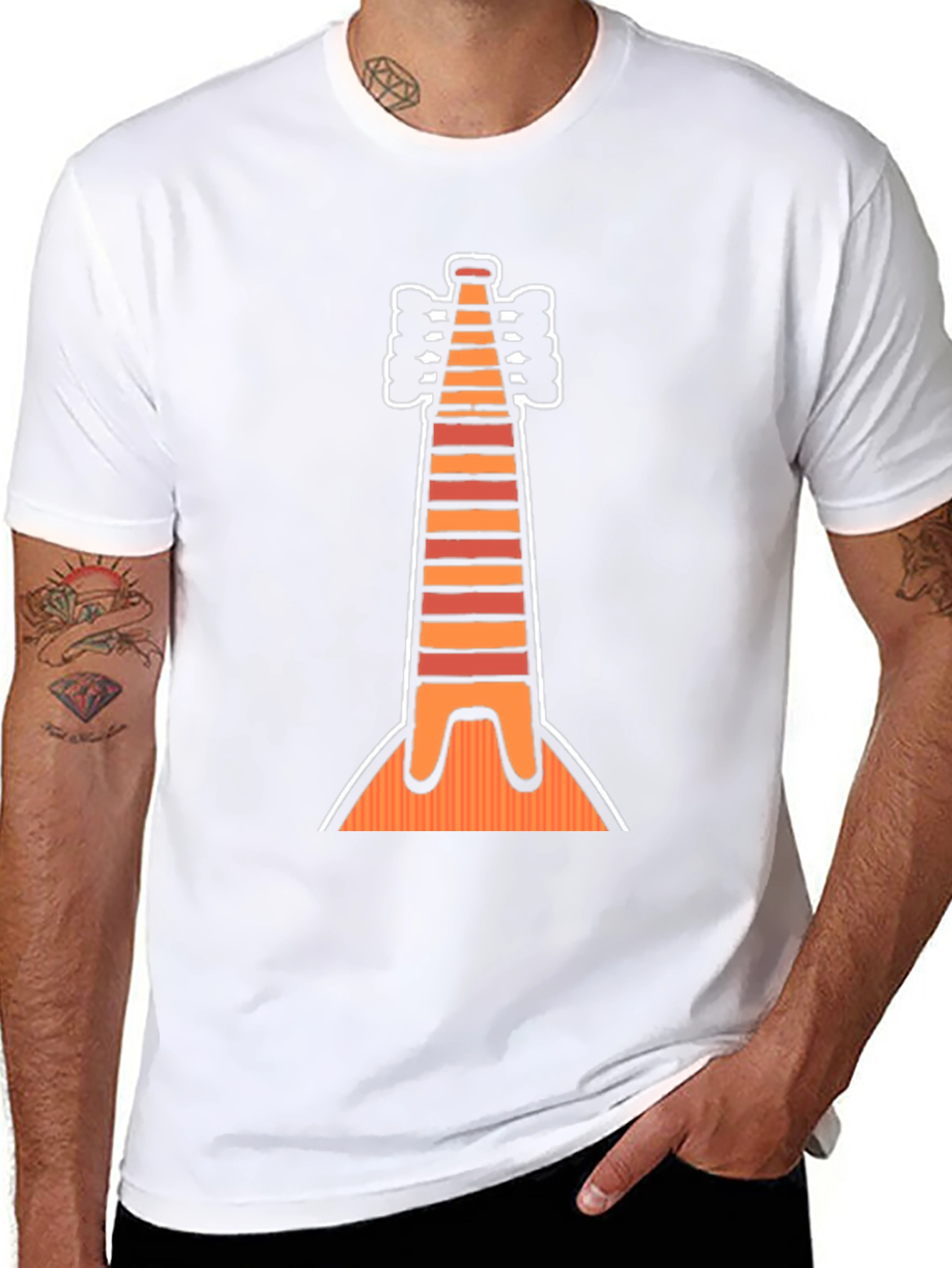Striped Instrument Graphic Tee - Unique Musical Shirt