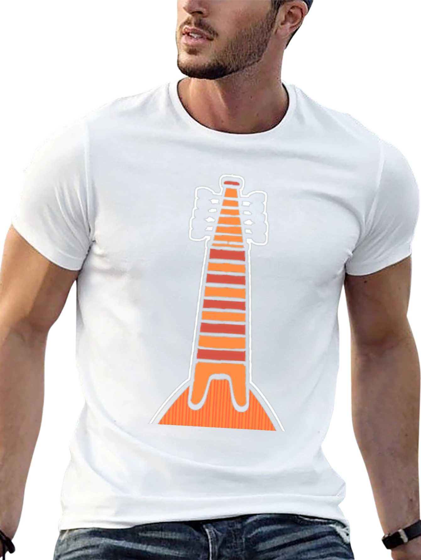 Striped Instrument Graphic Tee - Unique Musical Shirt