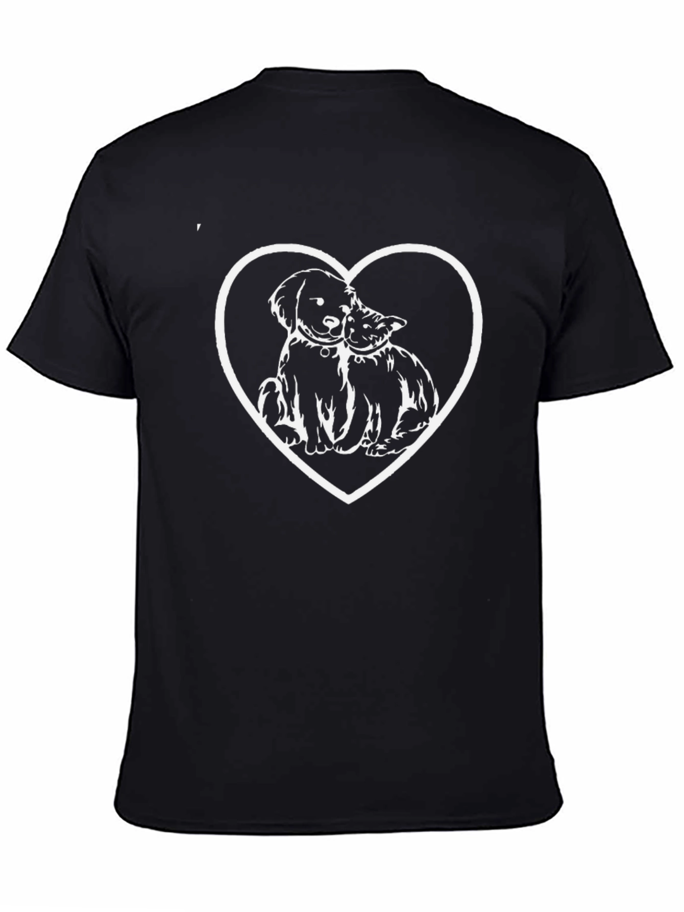 Dog & Cat Heart Graphic T-Shirt - Black