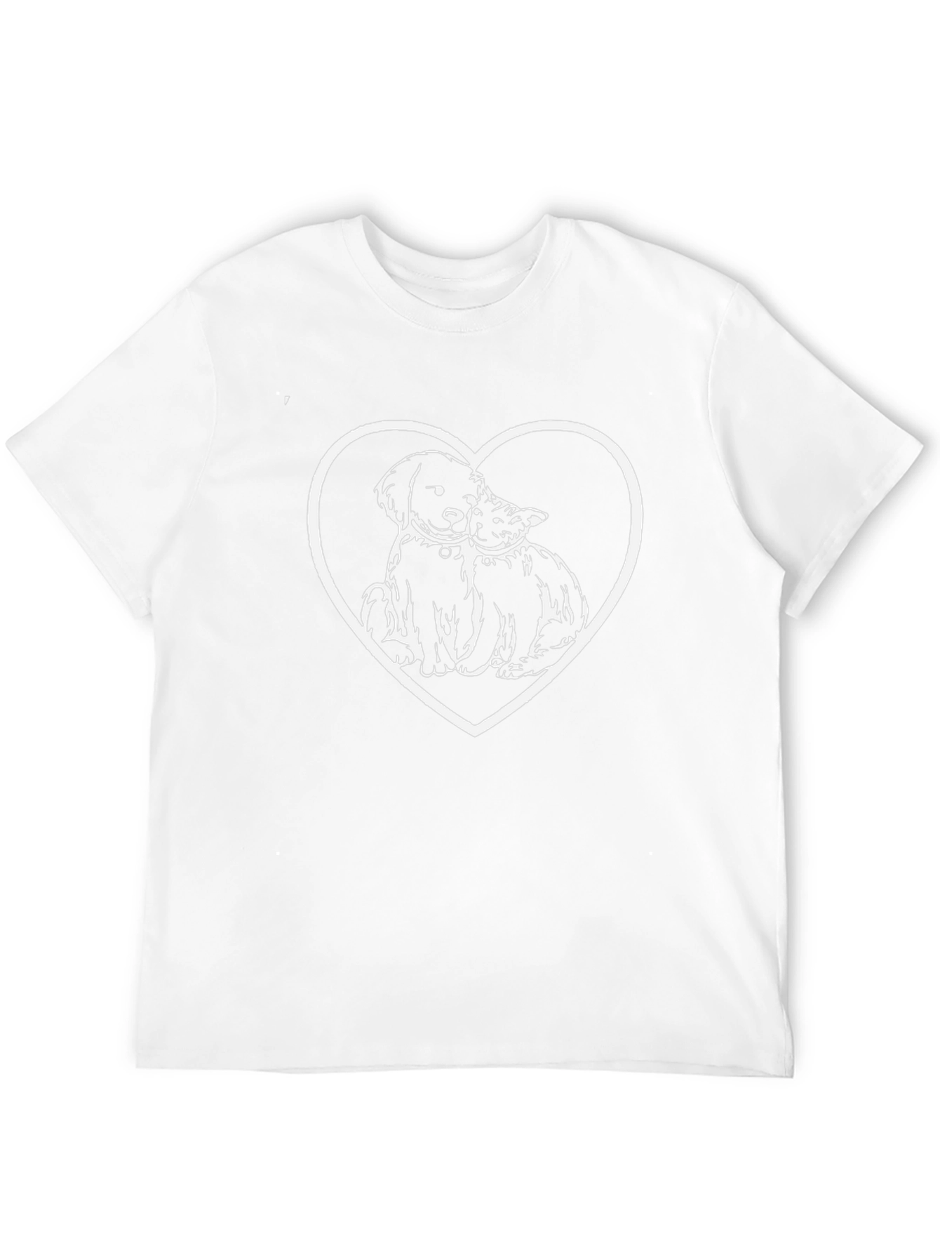 Dog & Cat Heart Graphic T-Shirt - Black