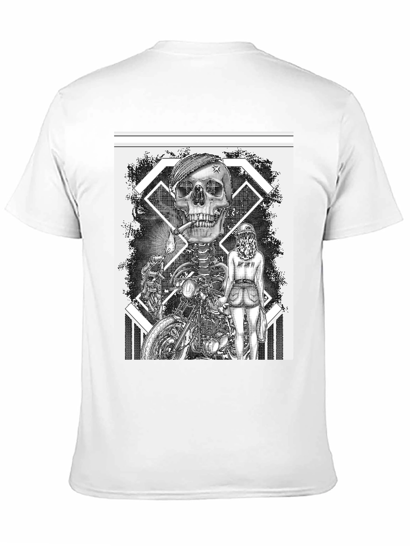 Skull Motorcycle Rider Graphic Tee - Black