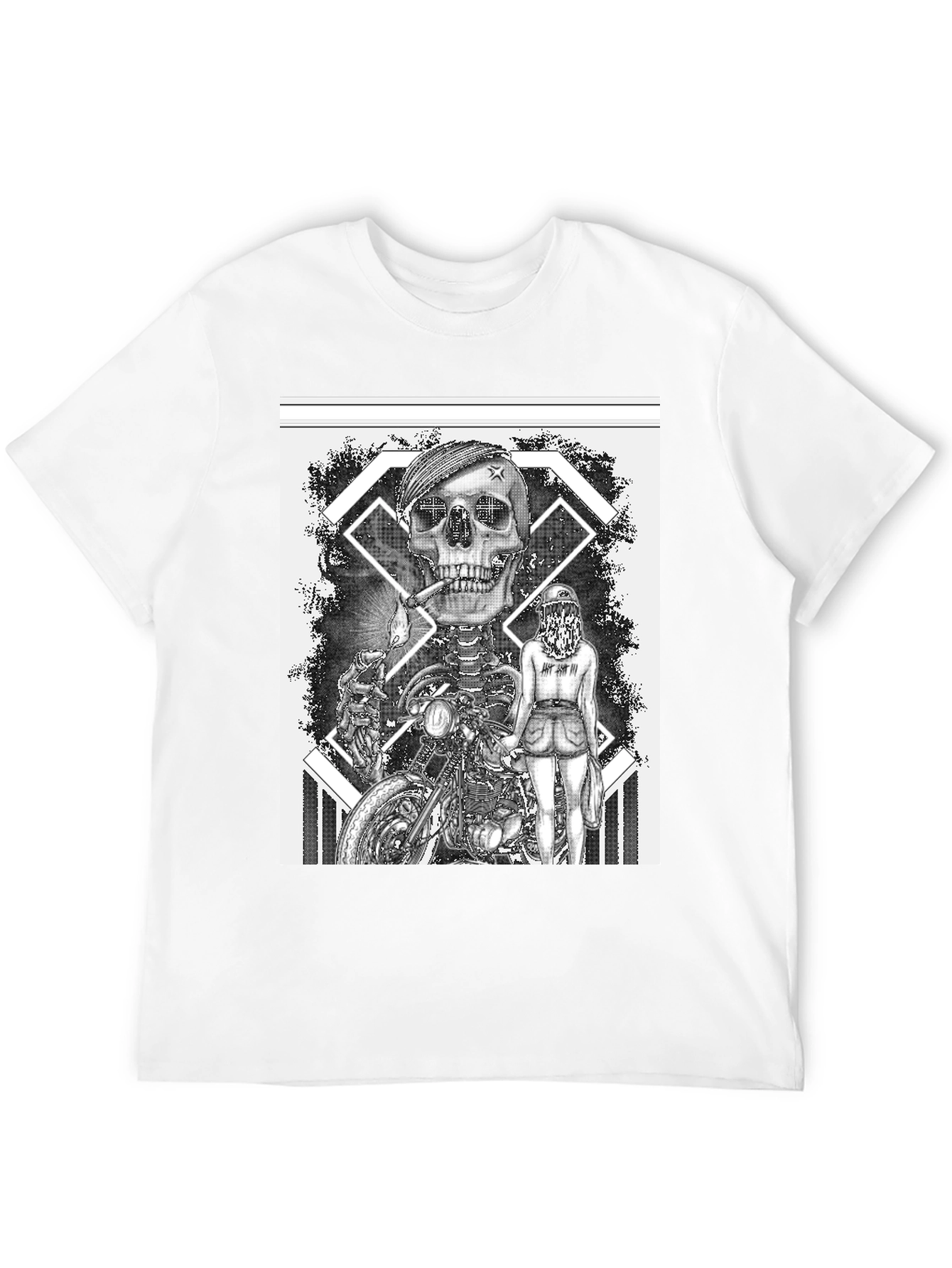 Skull Motorcycle Rider Graphic Tee - Black