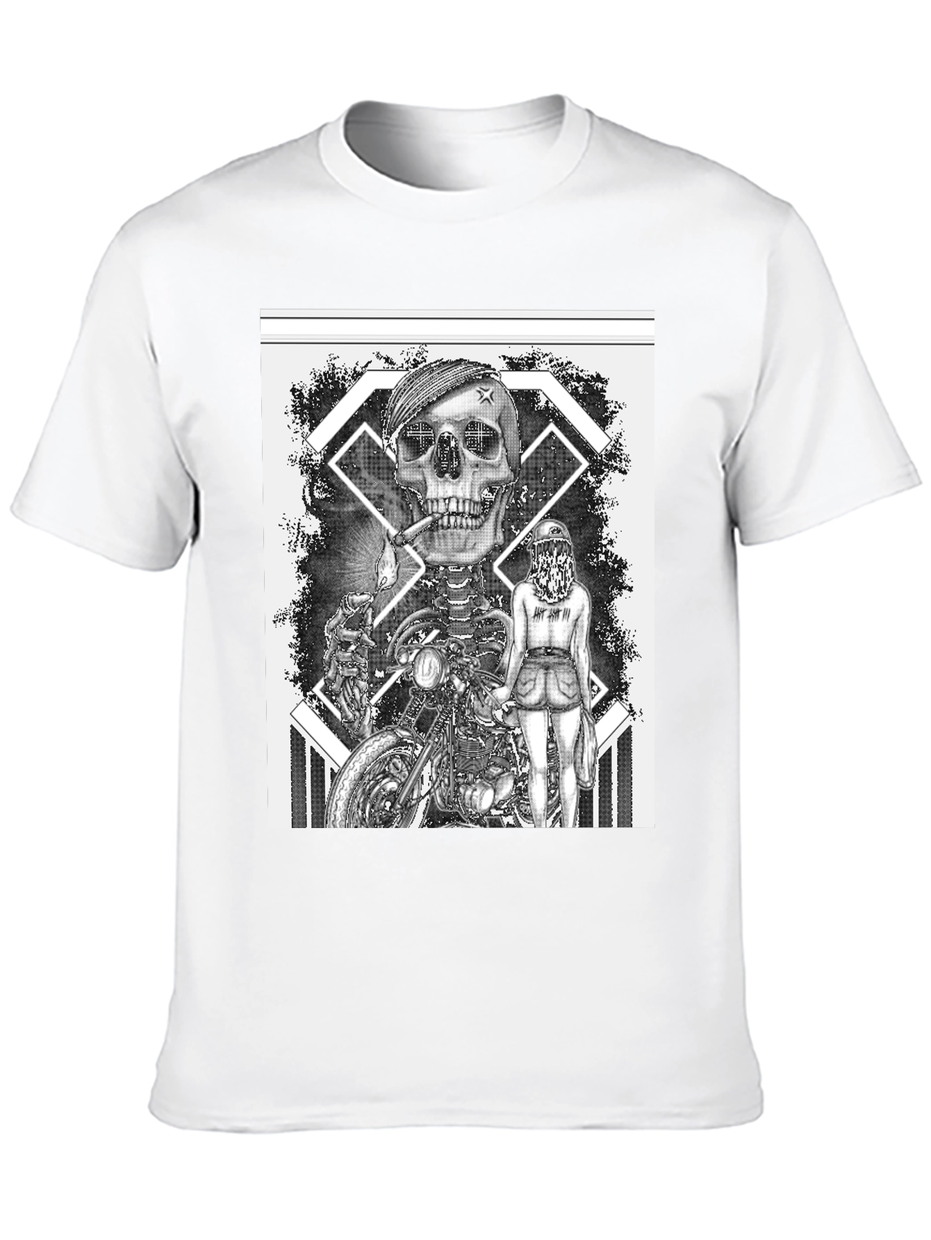 Skull Motorcycle Rider Graphic Tee - Black