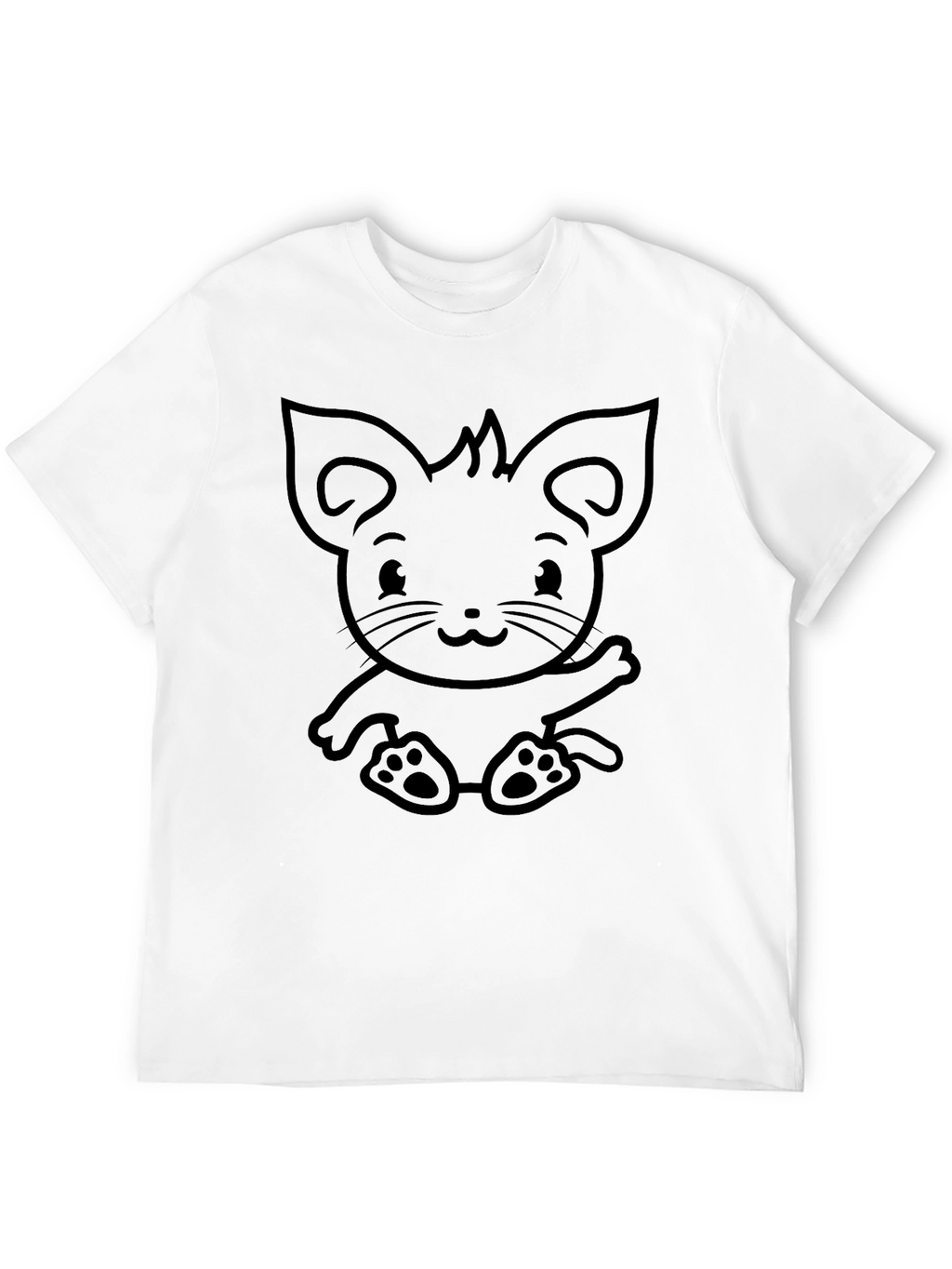 Cute Cartoon Kitten Graphic Tee - Black