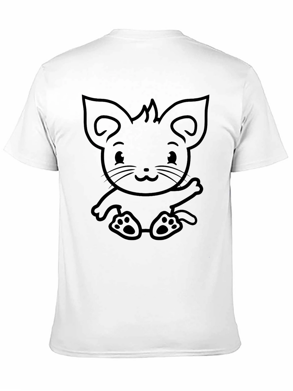 Cute Cartoon Kitten Graphic Tee - Black