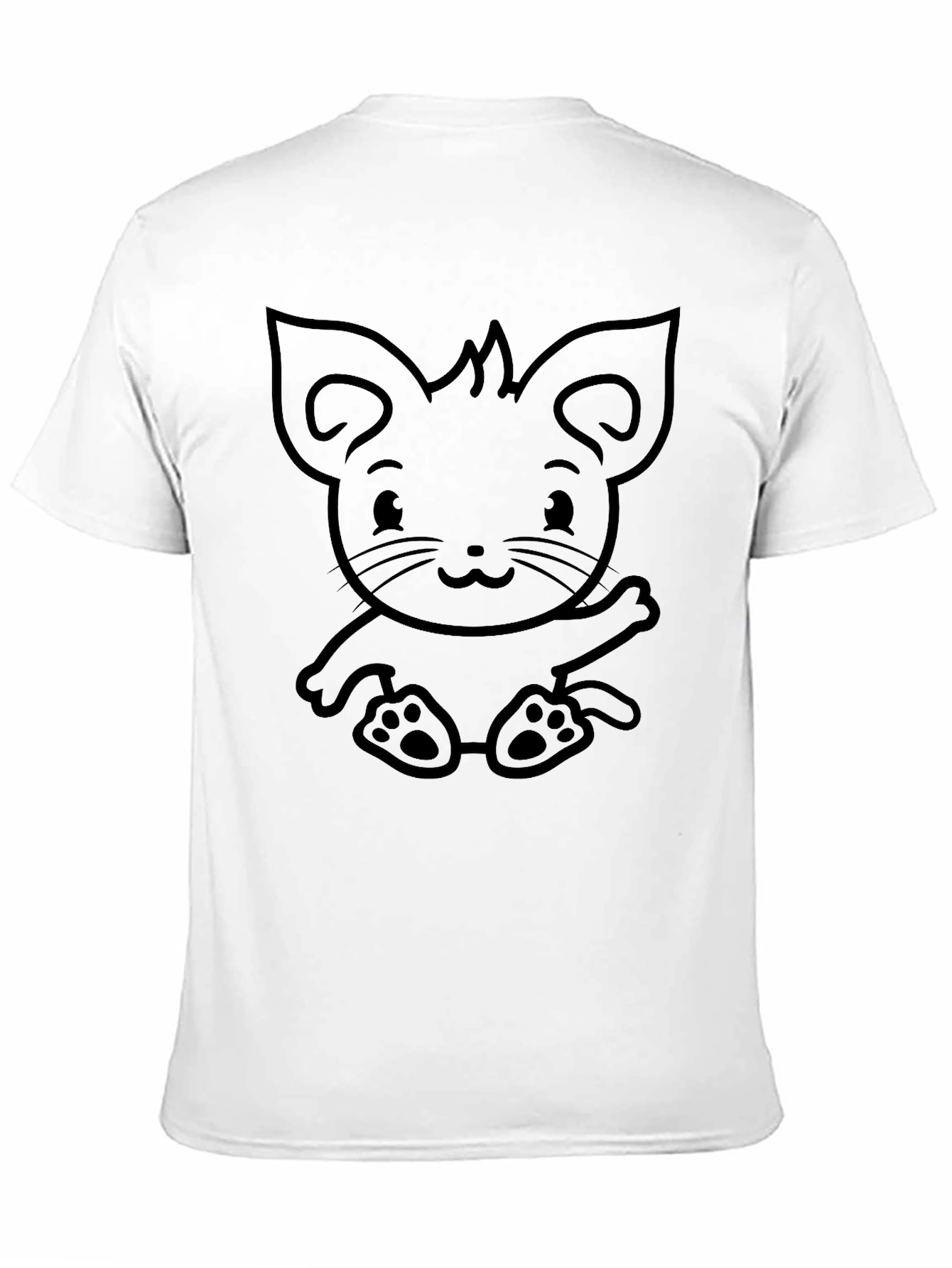 Cute Cartoon Kitten Graphic Tee - Black