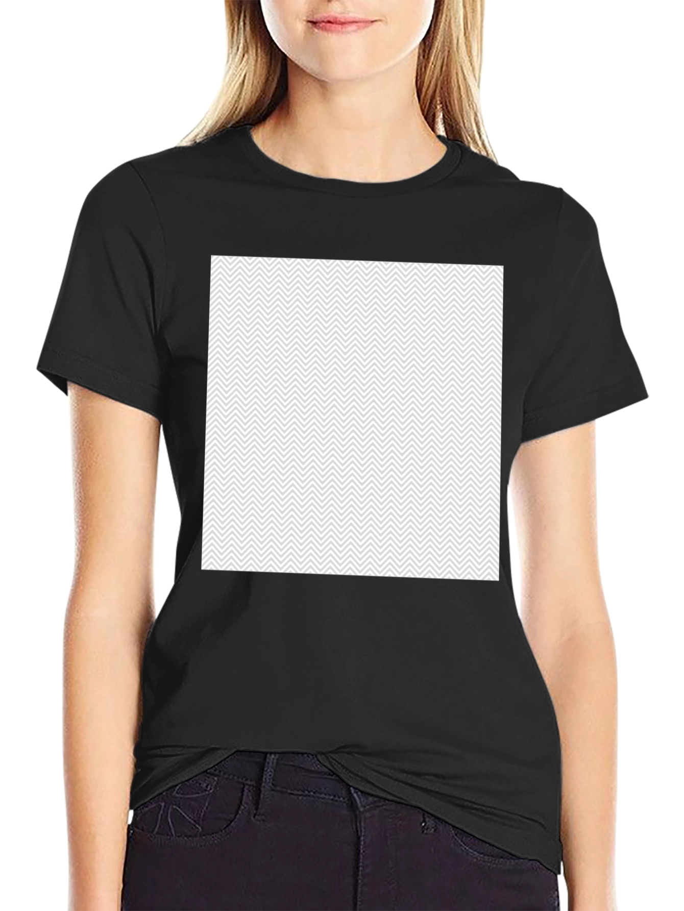 Stylish Black Tee with Geometric Print