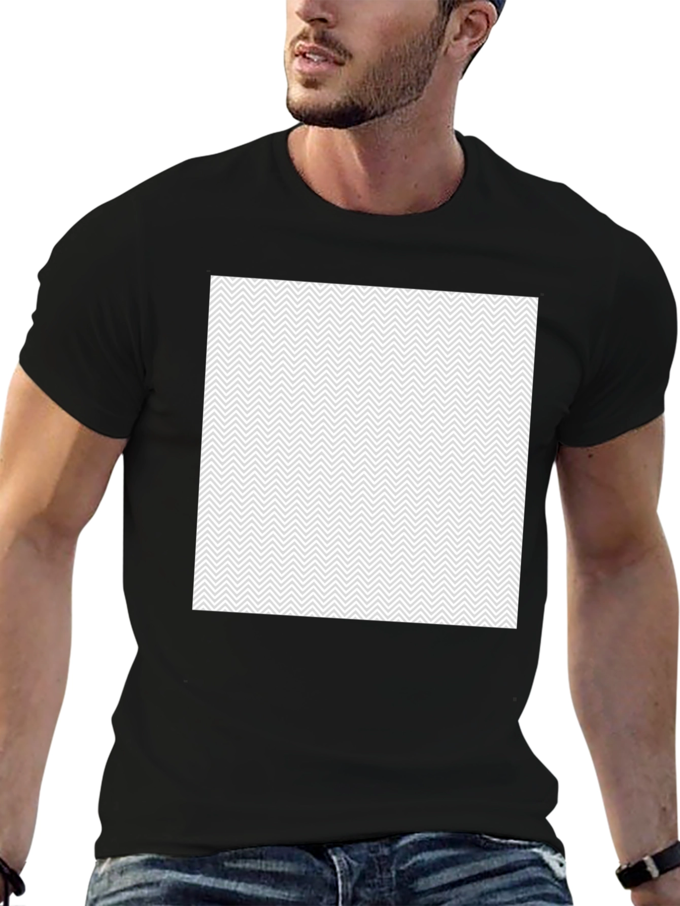 Stylish Black Tee with Geometric Print