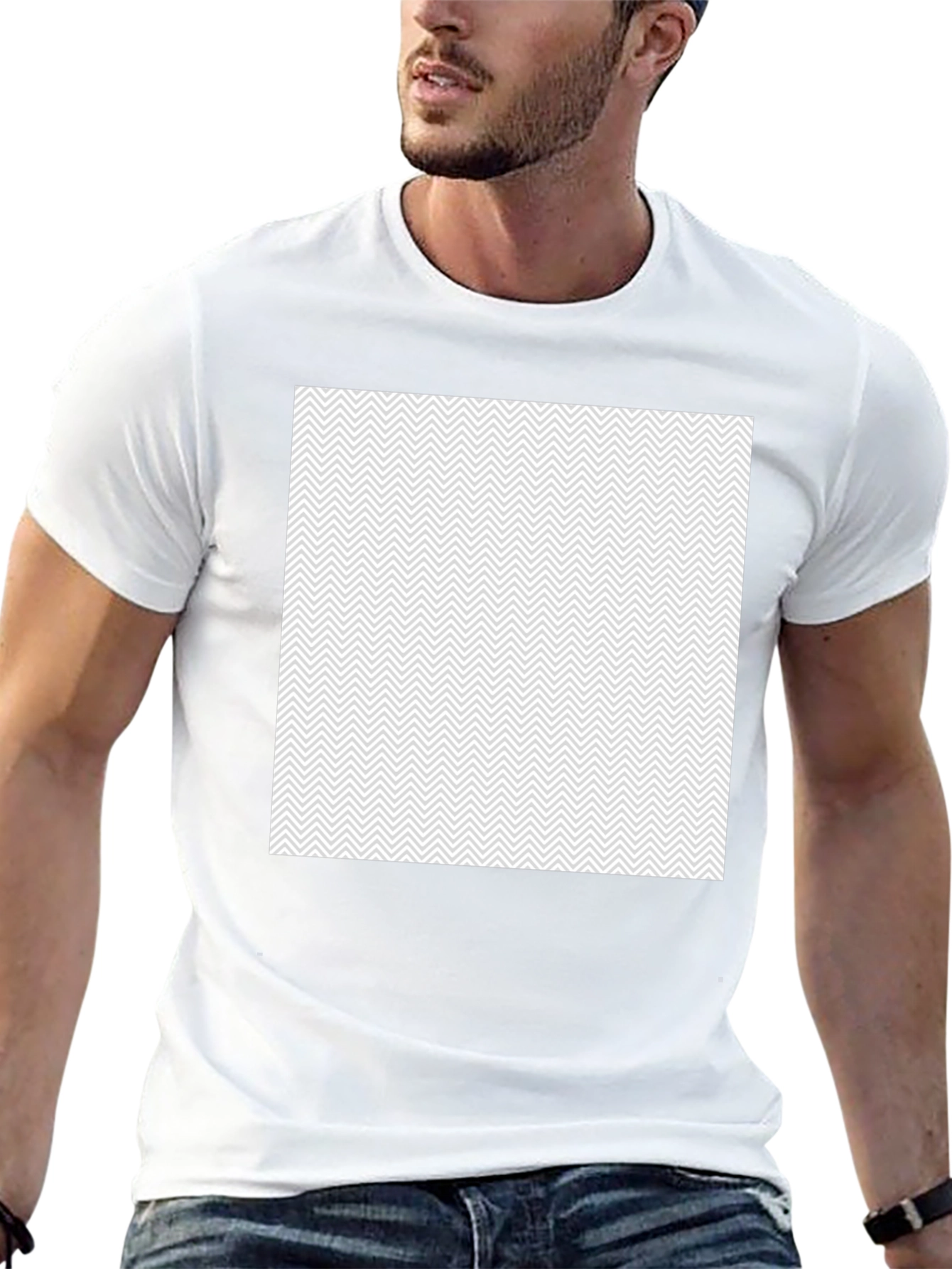 Stylish Black Tee with Geometric Print