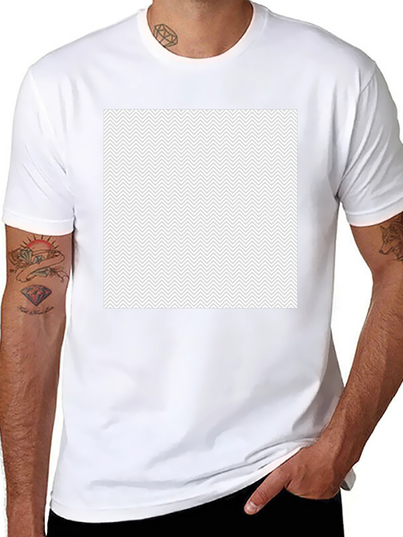 Stylish Black Tee with Geometric Print