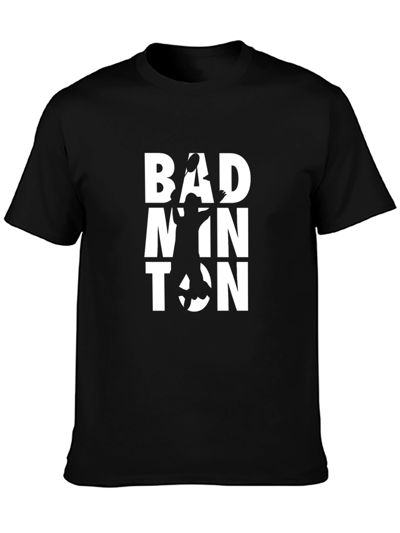 Badminton Graphic Tee - Black Cotton T-Shirt for Sport Lovers