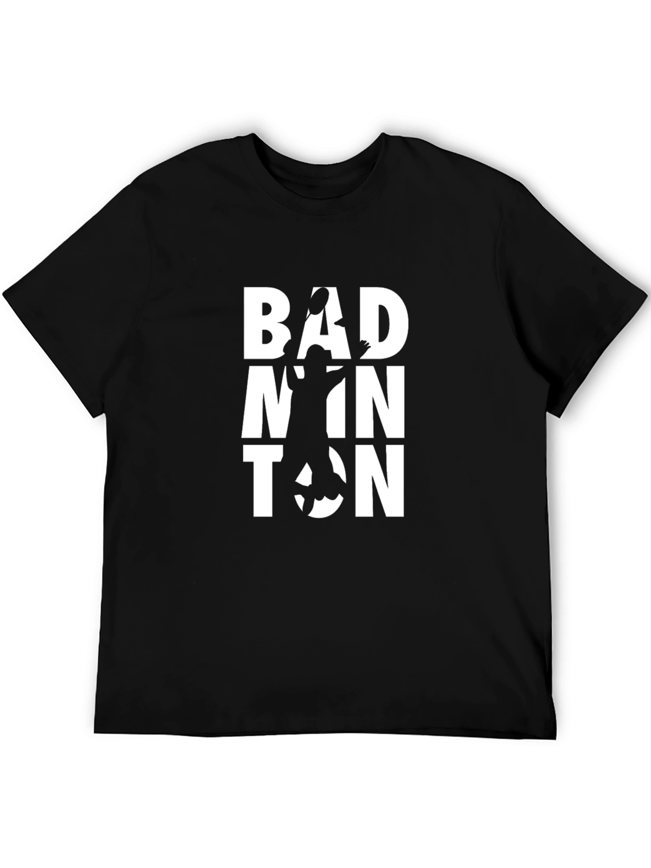 Badminton Graphic Tee - Black Cotton T-Shirt for Sport Lovers