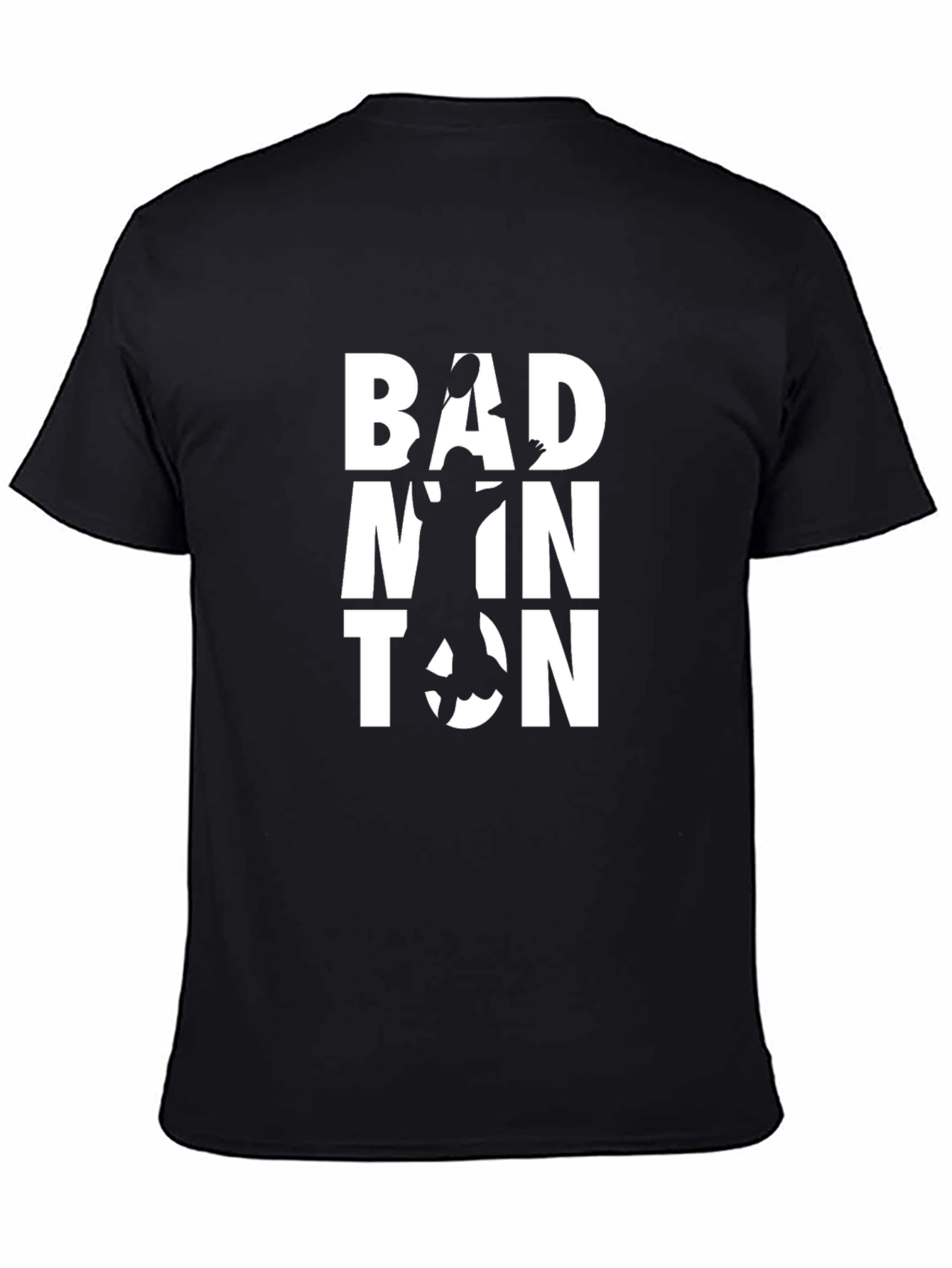 Badminton Graphic Tee - Black Cotton T-Shirt for Sport Lovers