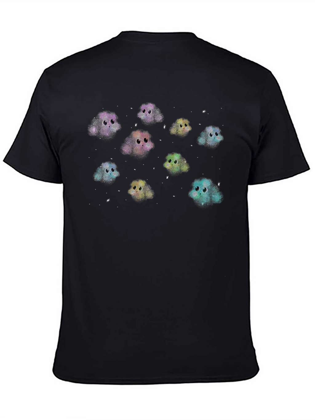 Cute Monster Character Graphic Black T-Shirt
