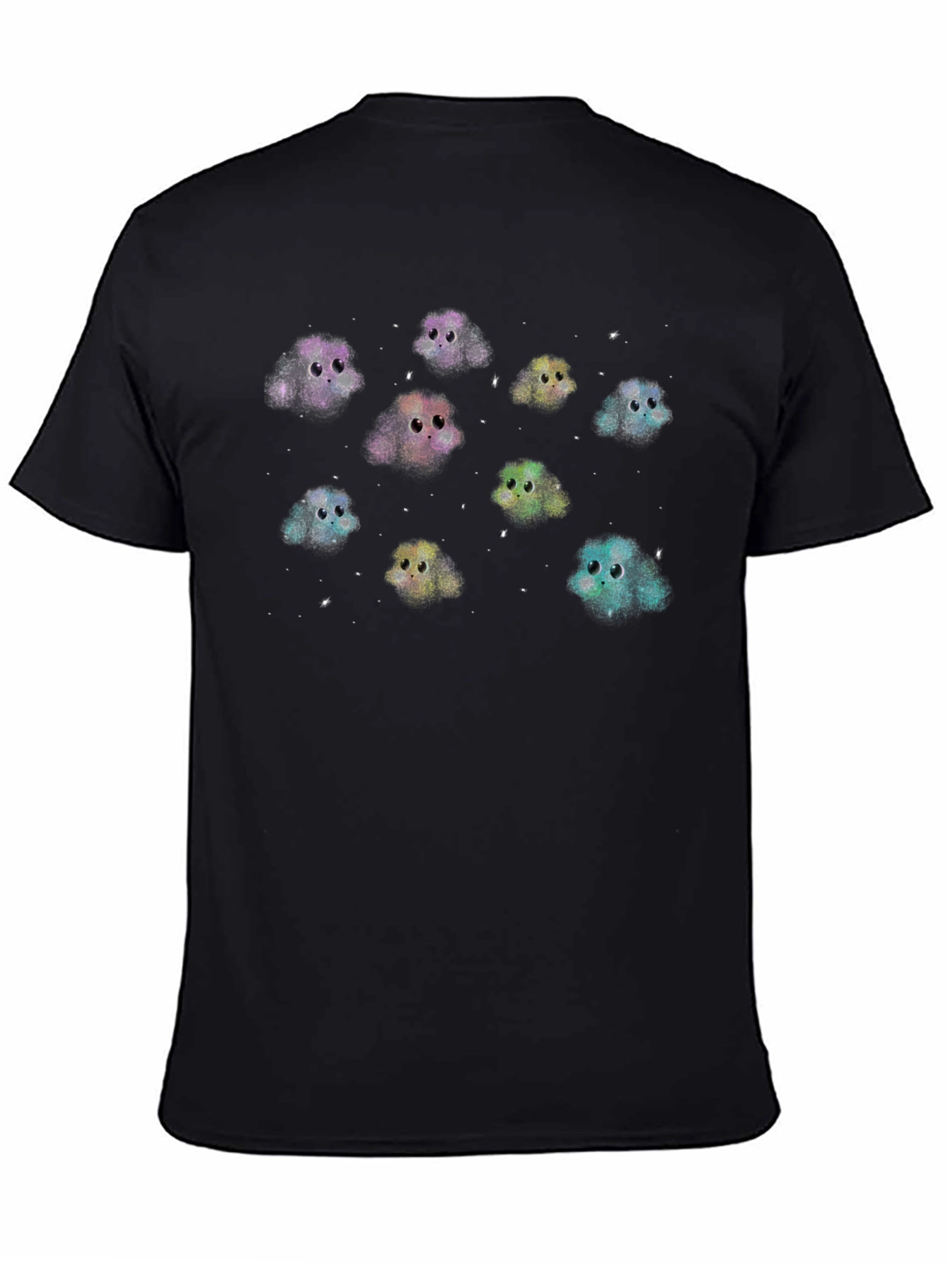 Cute Monster Character Graphic Black T-Shirt