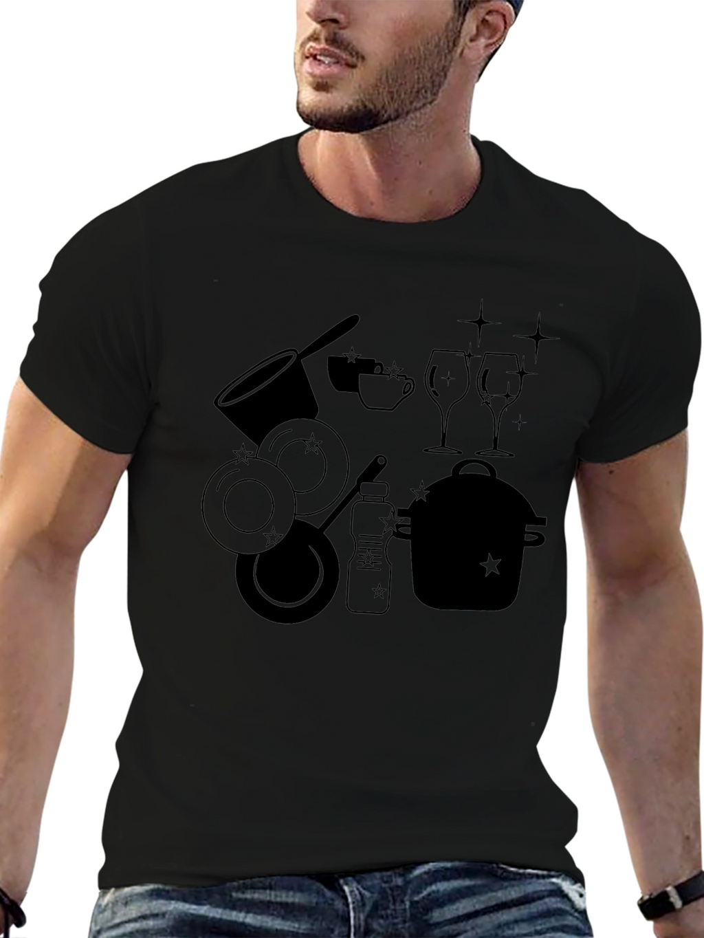 Dishware Silhouette Black T-Shirt