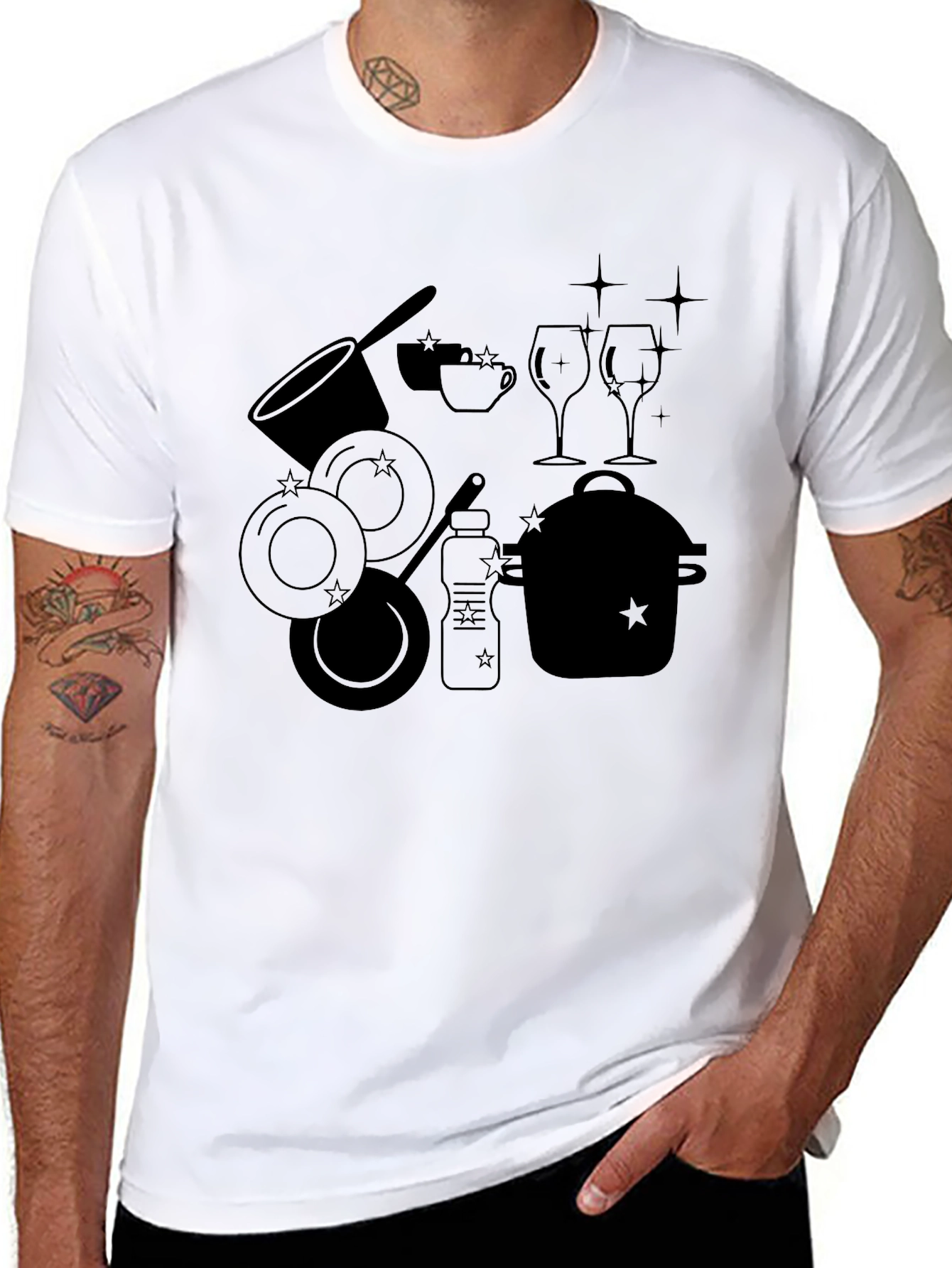 Dishware Silhouette Black T-Shirt