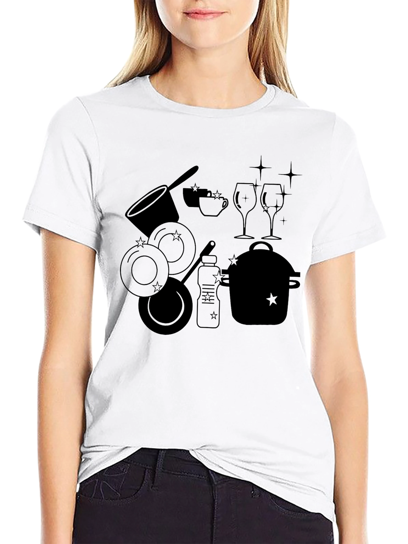 Dishware Silhouette Black T-Shirt