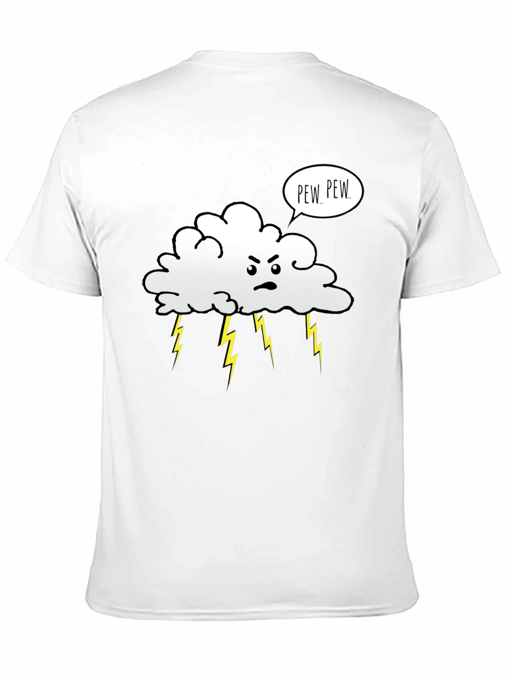 Angry Cloud Pew Pew Black T-Shirt