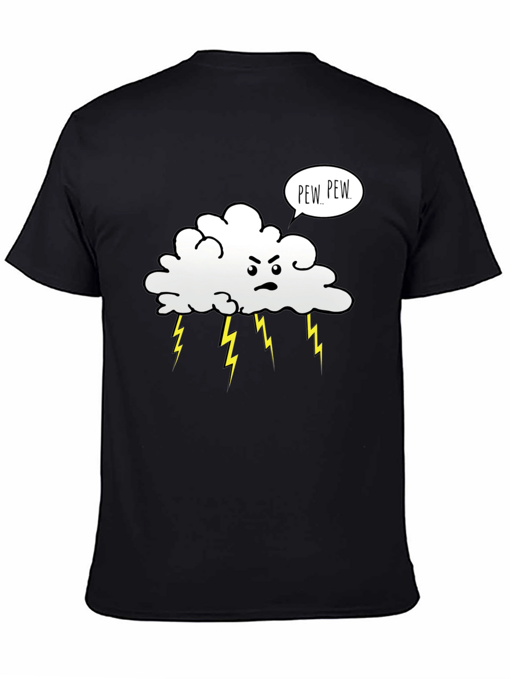 Angry Cloud Pew Pew Black T-Shirt