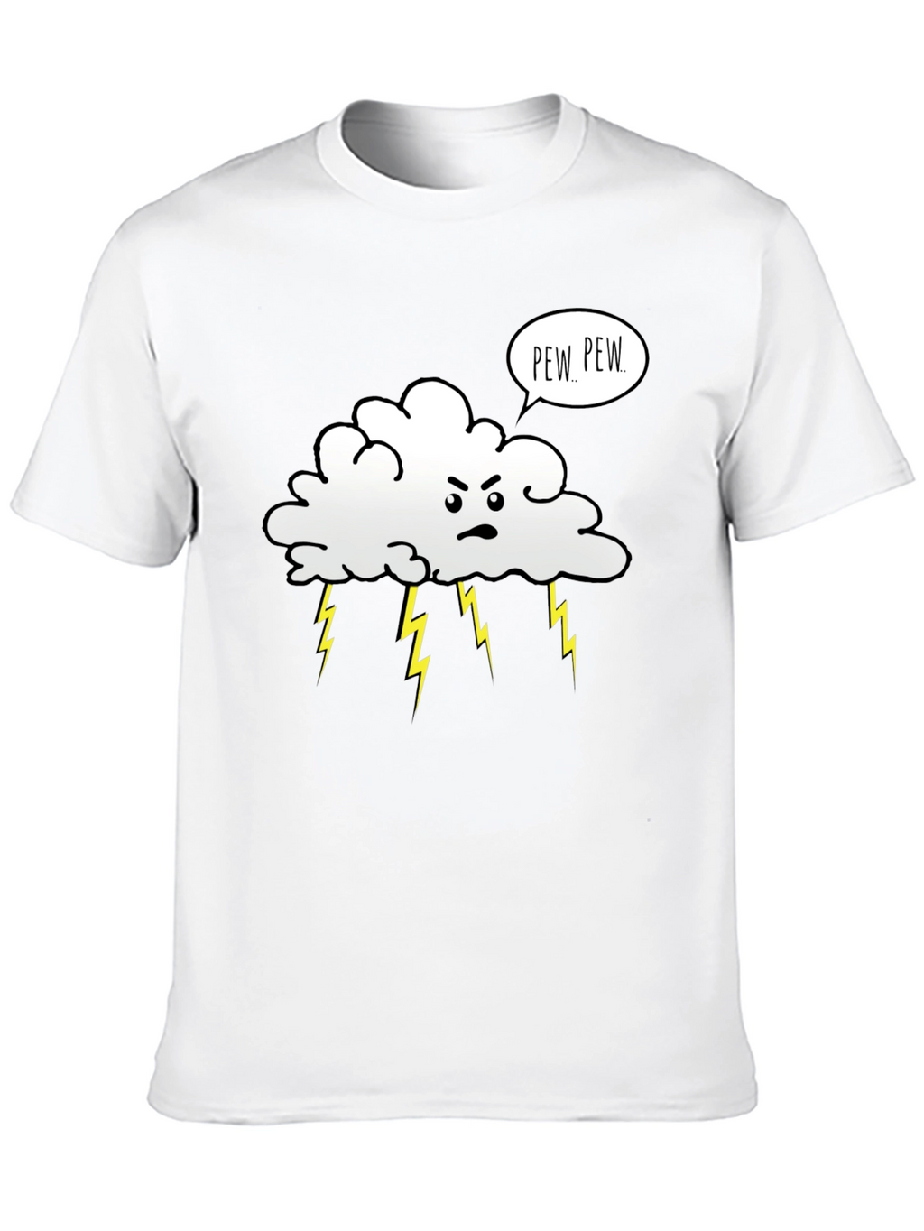 Angry Cloud Pew Pew Black T-Shirt