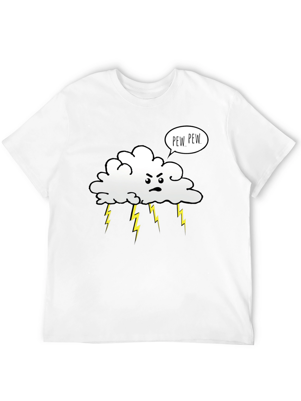 Angry Cloud Pew Pew Black T-Shirt