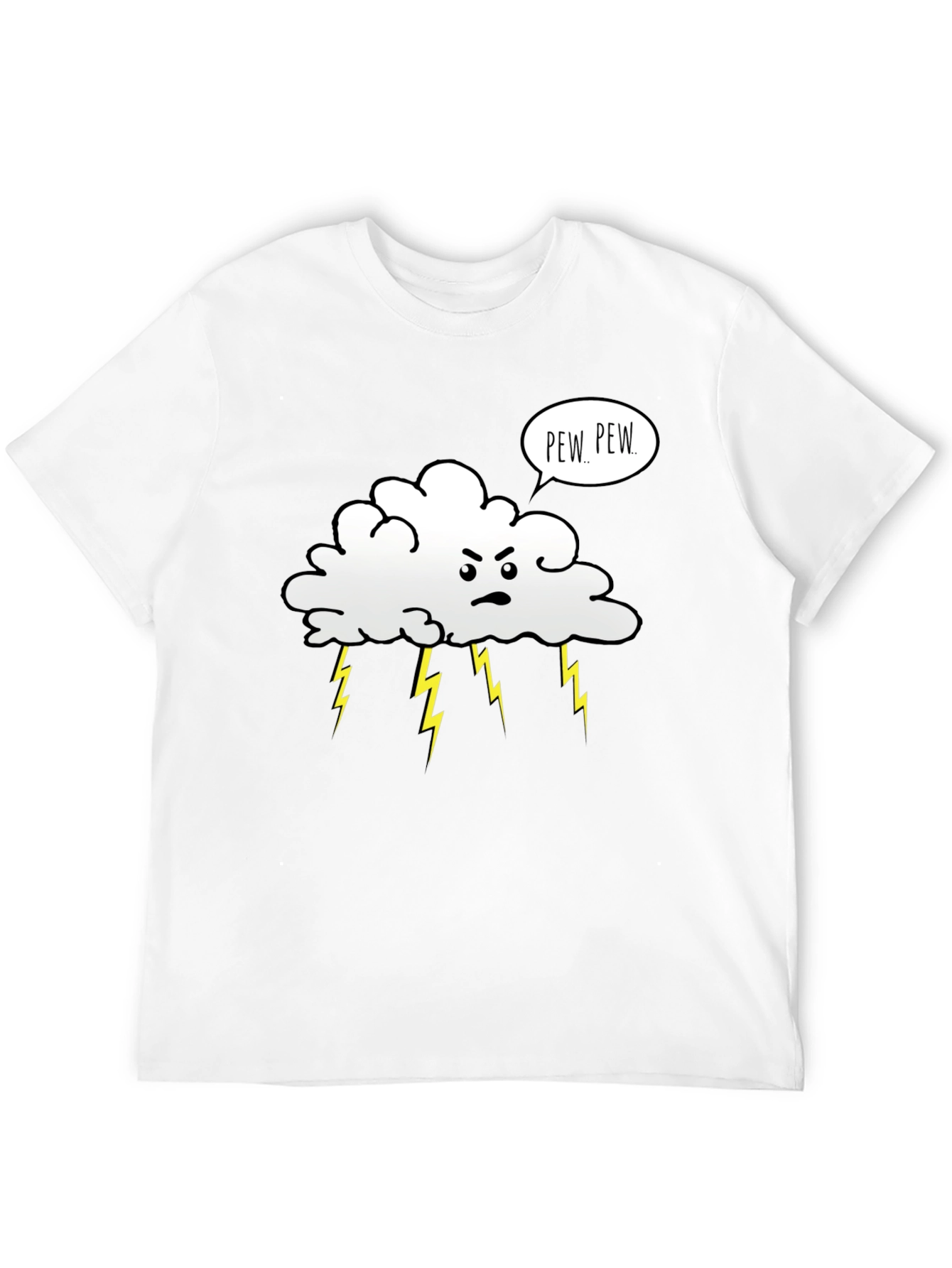 Angry Cloud Pew Pew Black T-Shirt