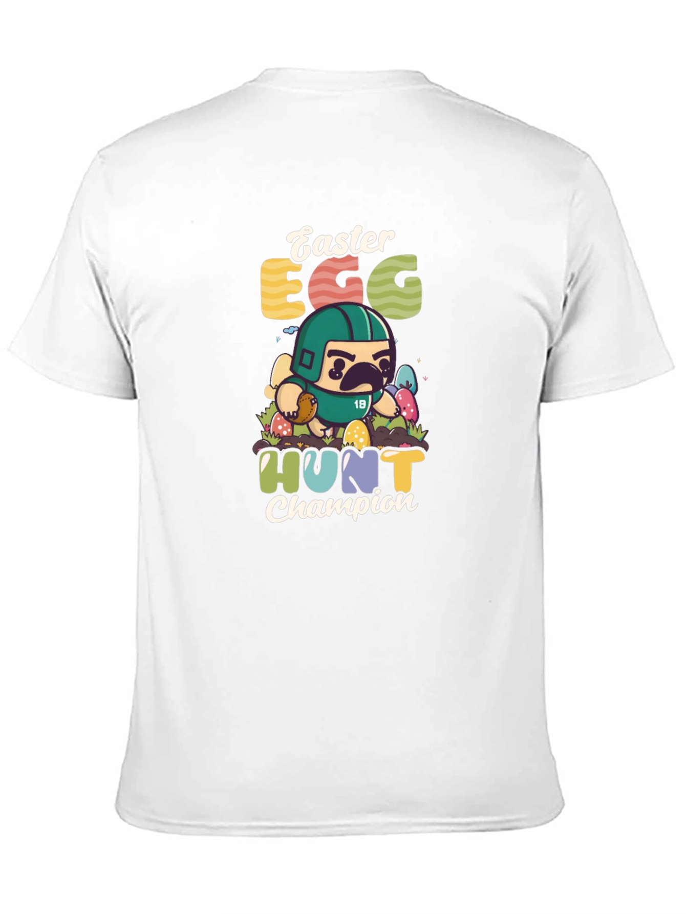 Easter Egg Hunt Champion T-Shirt - Pug Football Player