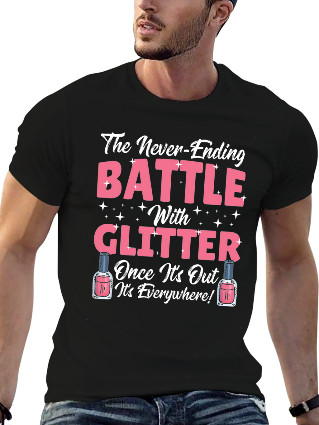 Glitter Battle T-Shirt Novelty Graphic Tee