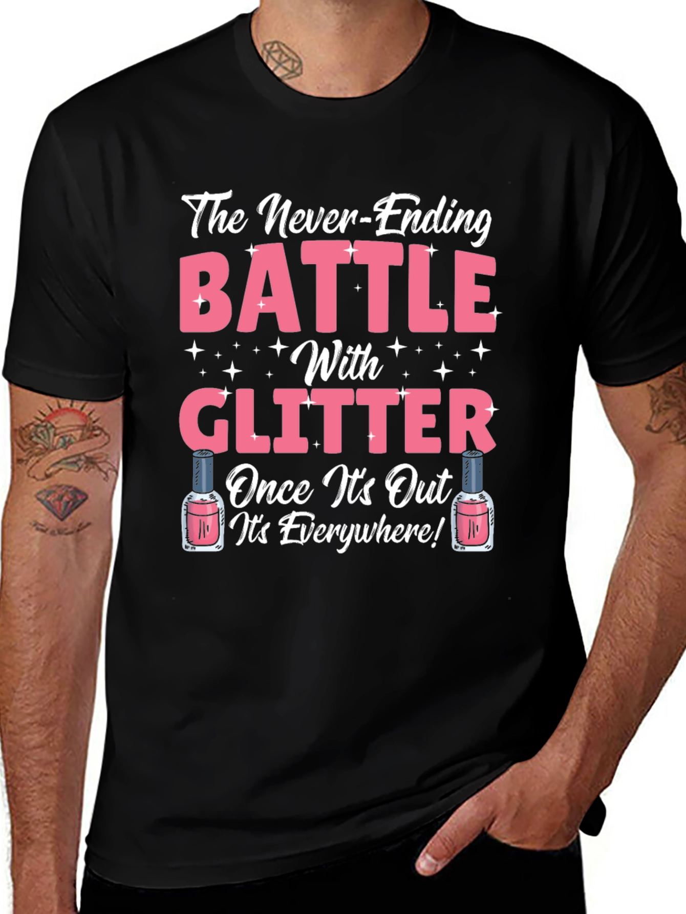 Glitter Battle T-Shirt Novelty Graphic Tee