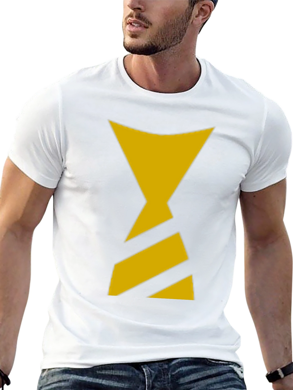Black T-Shirt with Yellow Hourglass Design