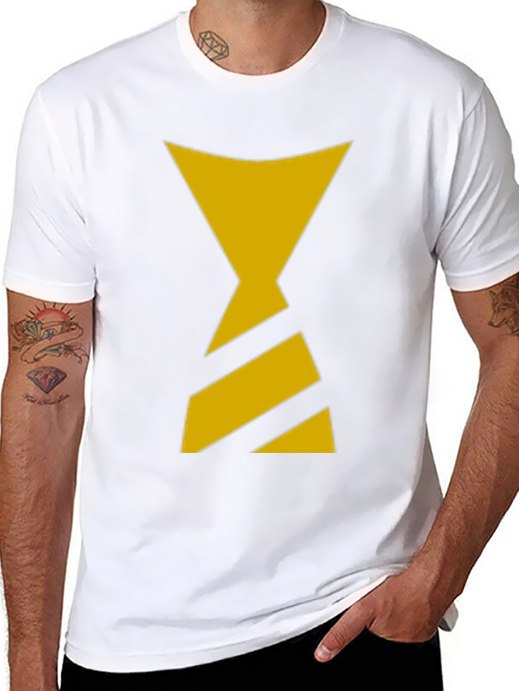 Black T-Shirt with Yellow Hourglass Design